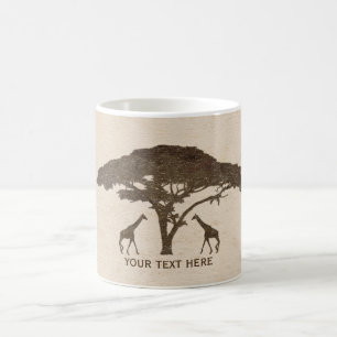 African Safari Giraffes & Tree Jungle Zoo Vintage Coffee Mug