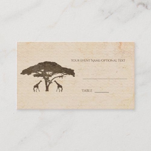 African Safari Giraffes Tree Wedding Table Seating Place Card