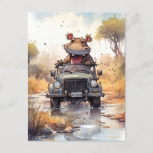 African Safari Hippo Postcard