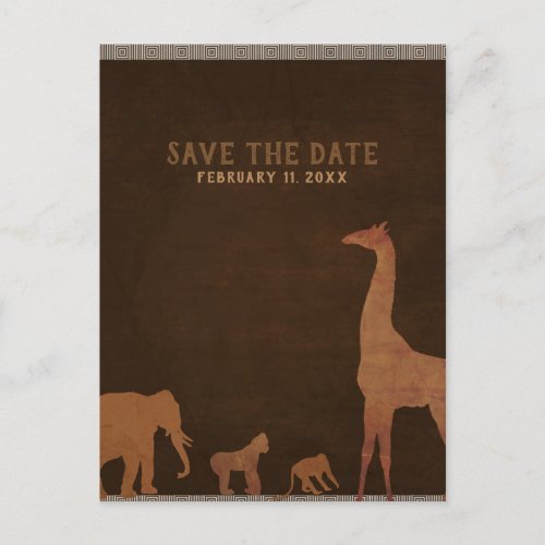 African Safari Jungle Zoo Vintage Save the Date Announcement Postcard