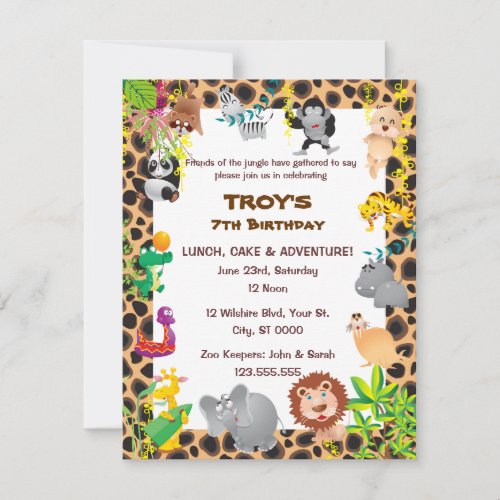 African Safari Kid's Birthday Party Invitation