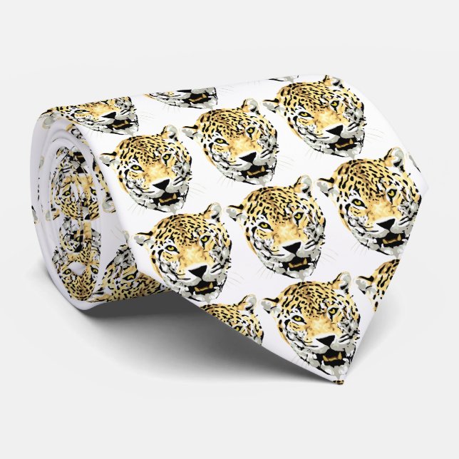 African Safari Leopard Neck Tie (Rolled)