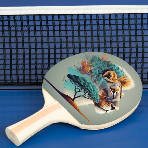 African Safari Lion Head Ping Pong Paddle