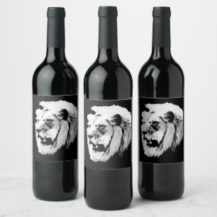 African Safari Lion Wine Label