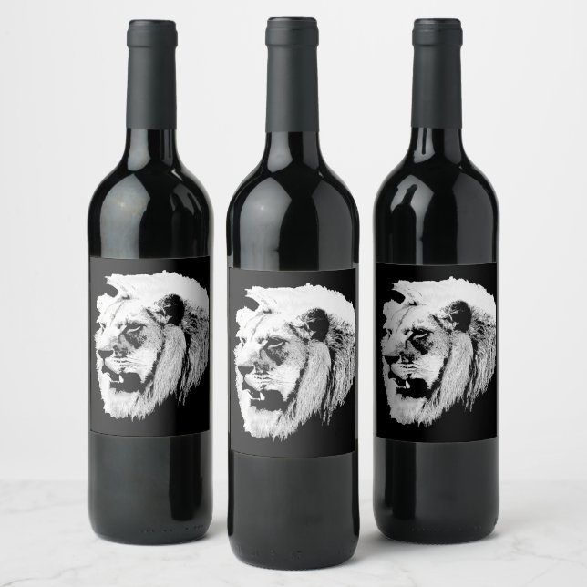 African Safari Lion Wine Label (Bottles)