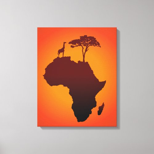 African Safari Map _ Canvas Print