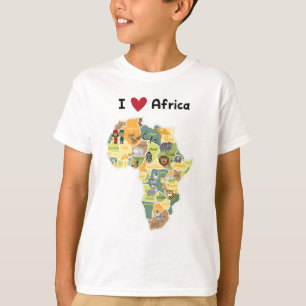 African Safari Map - I Heart Africa - Shirt
