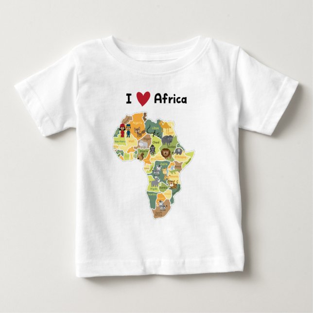 African Safari Map - I Heart Africa - Shirt (Front)