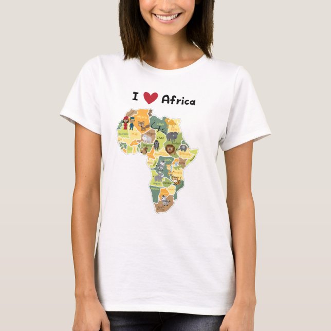 African Safari Map - I Heart Africa - Shirt (Front)