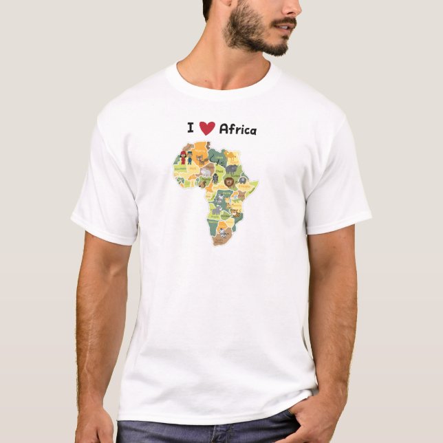 African Safari Map - I Heart Africa - Shirt (Front)