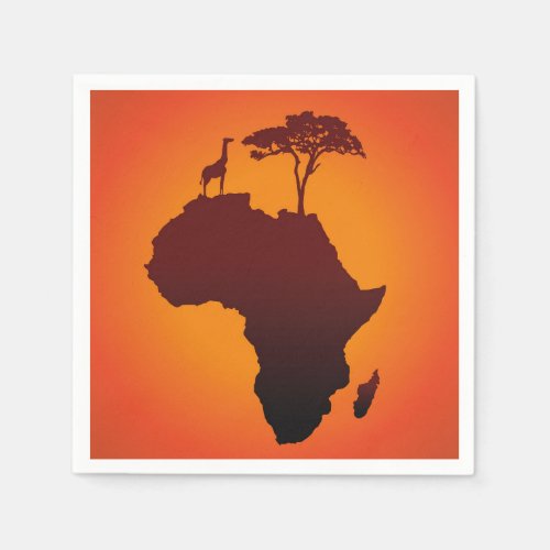 African Safari Map _ Paper Napkin