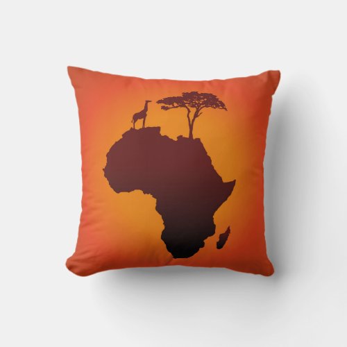 African Safari Map _ Pillow