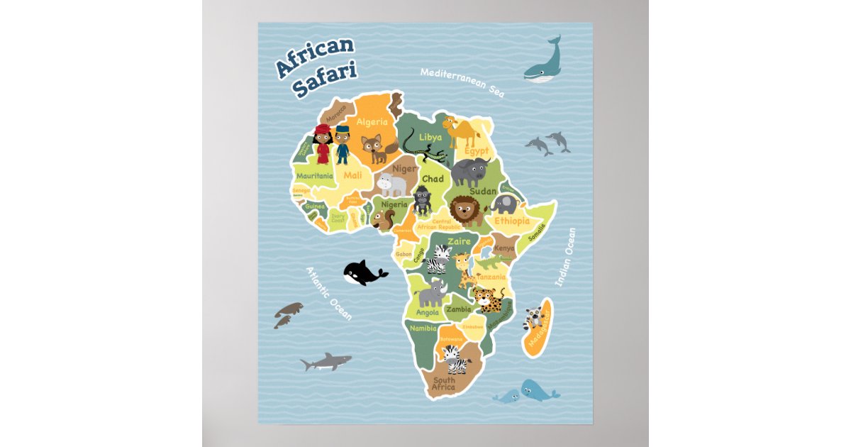 African Safari Map Poster | Zazzle