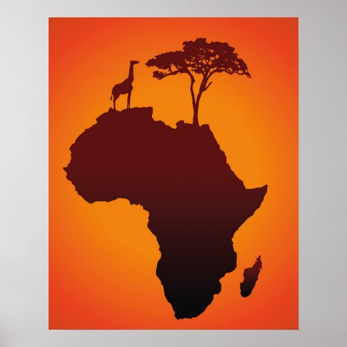 African Safari Map _ Poster Print