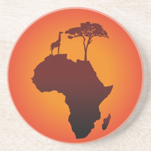 African Safari Map _ Sandstone Coaster