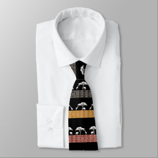 African Safari Mudcloth Pattern Necktie | Giraffe 