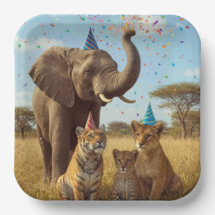 African Safari Party Animals with Confetti Paper Plates
