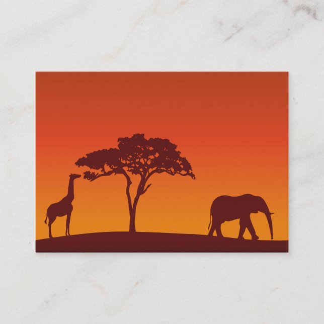 African Safari Silhouette - Business Card (Front)