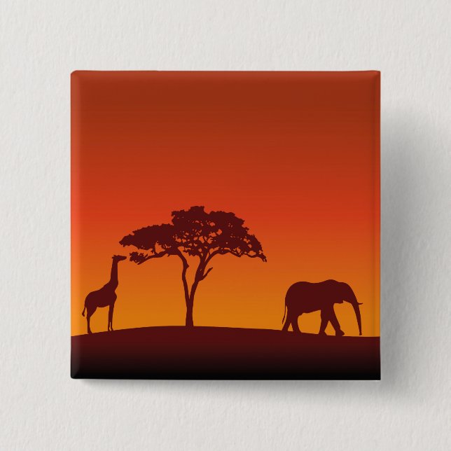 African Safari Silhouette - Button (Front)