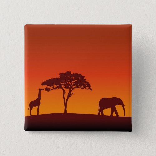 African Safari Silhouette _ Button