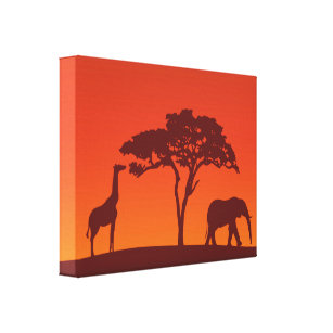 African Safari Silhouette - Canvas Print