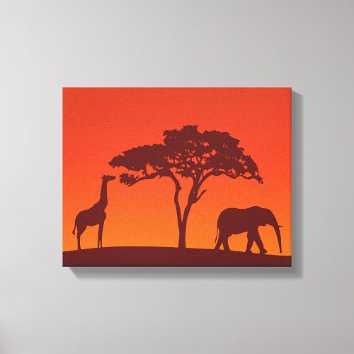 African Safari Silhouette _ Canvas Print