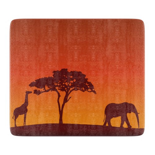 African Safari Silhouette _ Cutting Board