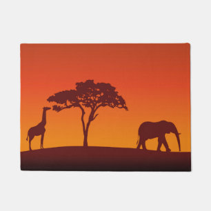 African Safari Silhouette - Door Mat