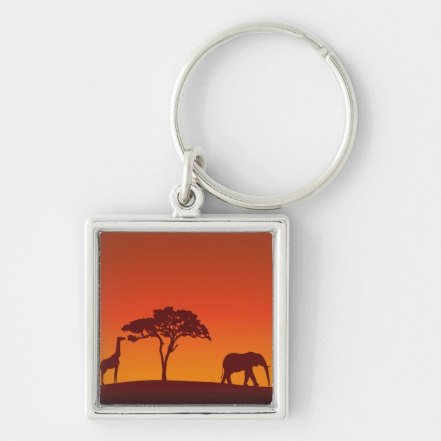African Safari Silhouette - Keychain (Front)