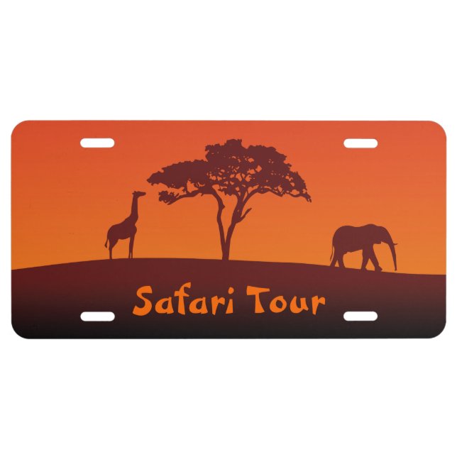 African Safari Silhouette - License Plate (Front)