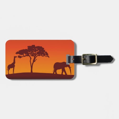 African Safari Silhouette _ Luggage Tag