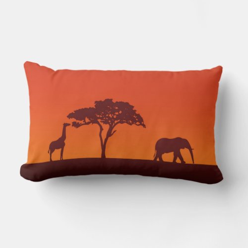 African Safari Silhouette _ Lumbar Pillow