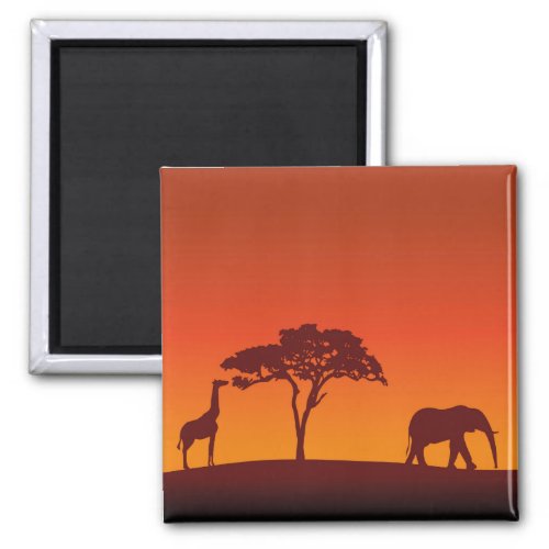 African Safari Silhouette _ Magnet