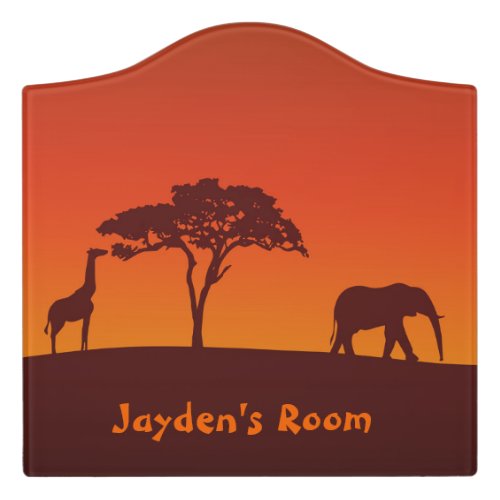 African Safari Silhouette _ Room Sign