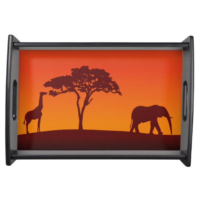 African Safari Silhouette - Serving Tray (Front)