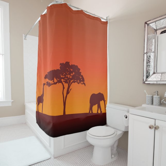 African Safari Silhouette - Shower Curtain (In Situ)
