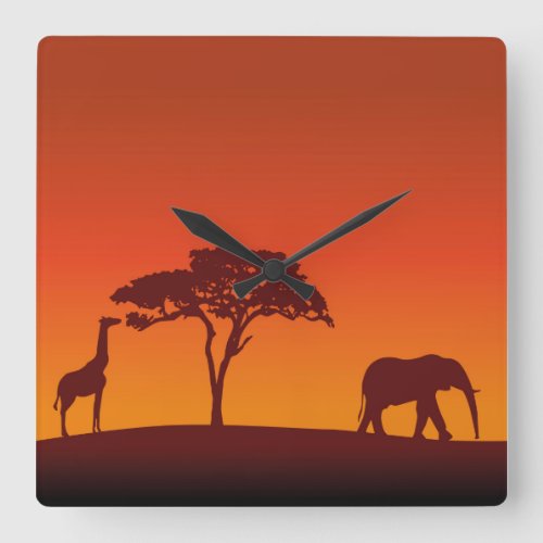 African Safari Silhouette _ Wall Clock