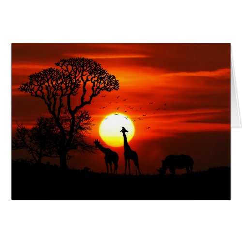 African Safari Sunset Animal Silhouettes
