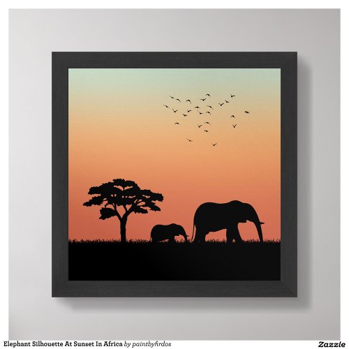African Safari Sunset Elephant Silhouette Acrylic Print