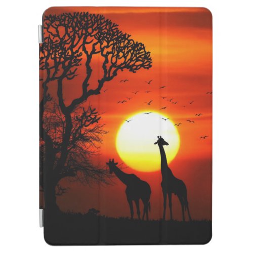 African Safari Sunset Giraffe Silhouettes iPad Air Cover