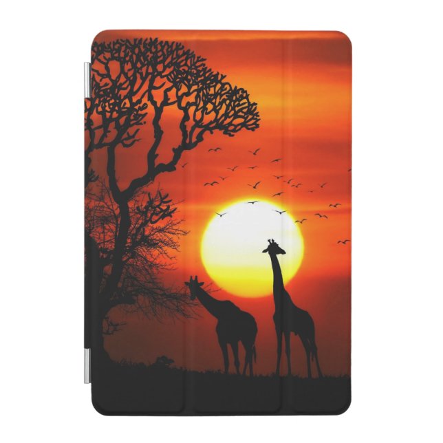 African Safari Sunset Giraffe Silhouettes iPad Mini Cover (Front)