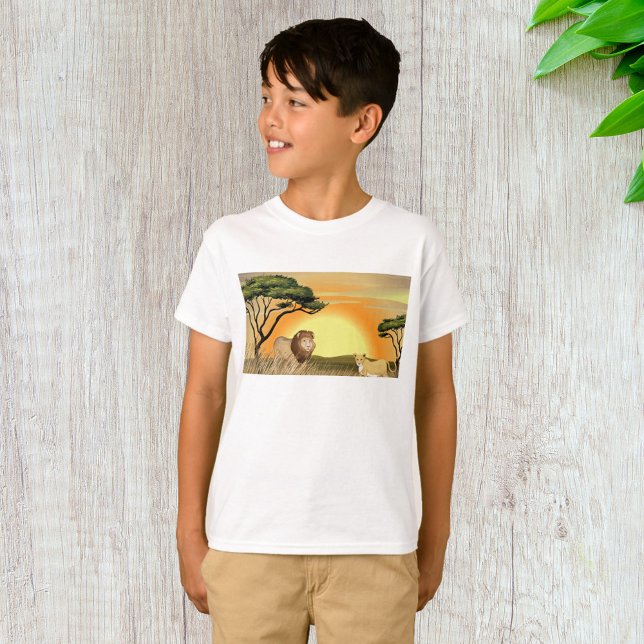 African Safari Sunset Lion and Lioness T-Shirt (Creator Uploaded)