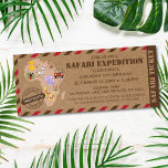 African Safari Ticket Wild Animal Kids Birthday Invitation<br><div class="desc">This African jungle safari ticket for a kids birthday invitation is a perfect choice for a fun and adventurous celebration. Safari-themed party provides a fun and interactive environment for kids to enjoy, with a chance to see and learn about a variety of animals. This invitation features a colorful and playful...</div>