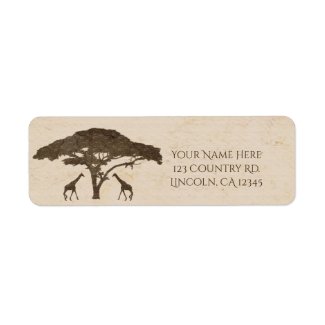 African Safari Two Giraffes & Tree Vintage Wedding Label
