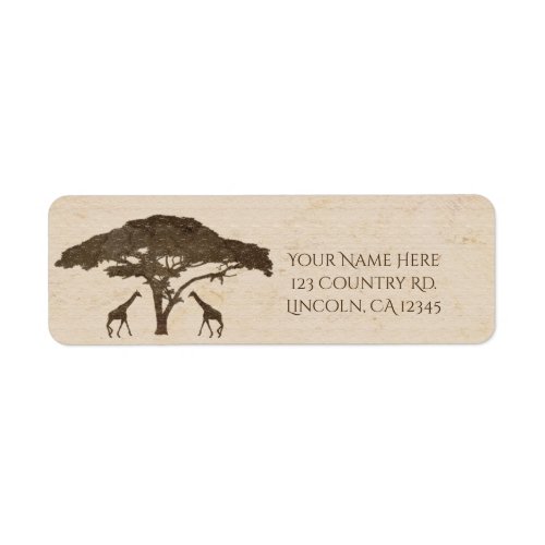 African Safari Two Giraffes  Tree Vintage Wedding Label