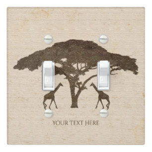 African Safari Two Giraffes Vintage Jungle Light Switch Cover