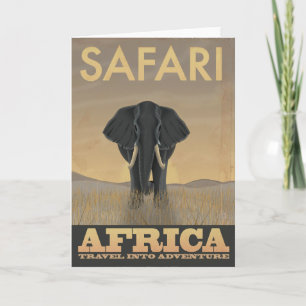 African Safari vintage travel poster Card