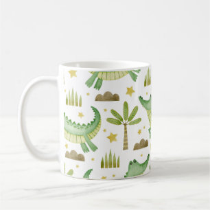 African Safari: Watercolor Crocodile & Palm Trees Coffee Mug