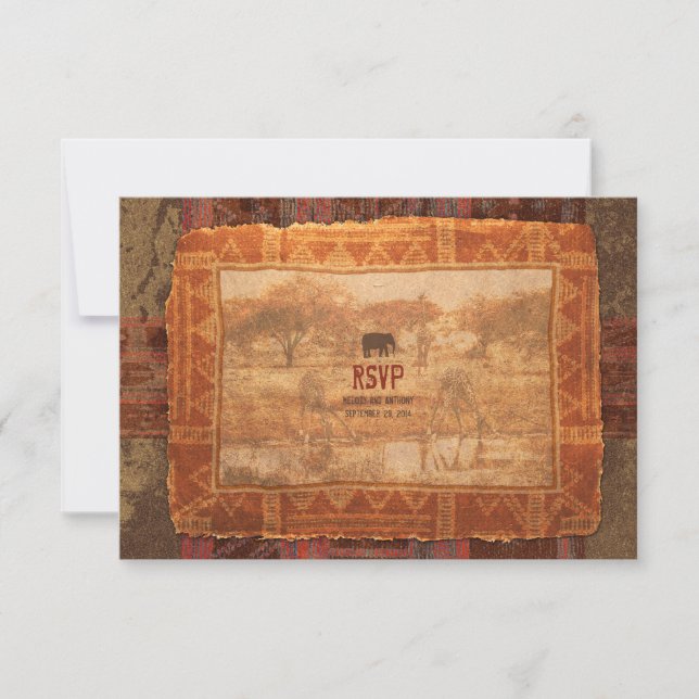 African Safari Wedding RSVP Reply Card (Front)