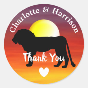 African Safari Wedding Theme Thank You Classic Round Sticker